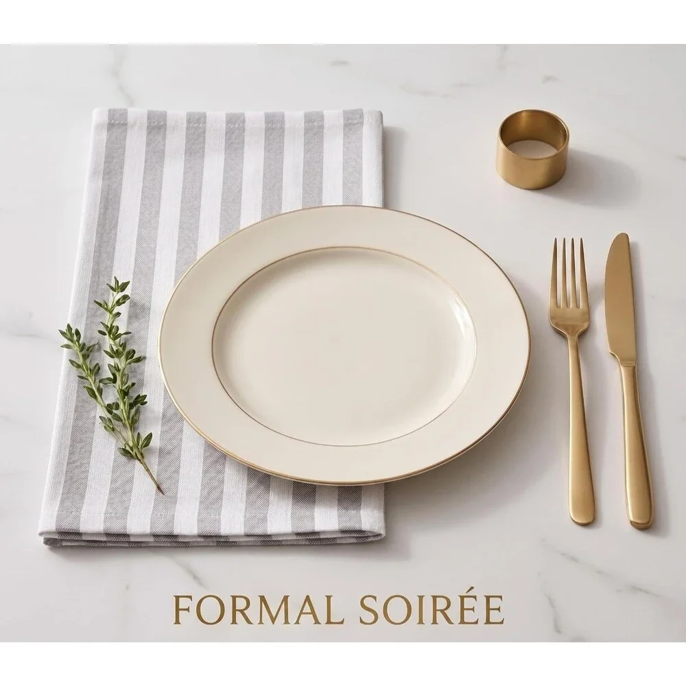 SYDR Cotton Striped Cloth Napkins 6 Pack 18x18 Gray Reusable Washable Table